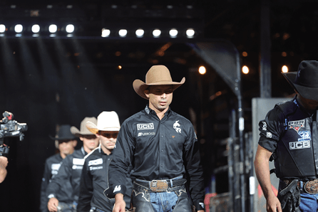 during the third day of the Oklahoma City PBR Teams event. Photo by Andy Watson / Bull Stock Media