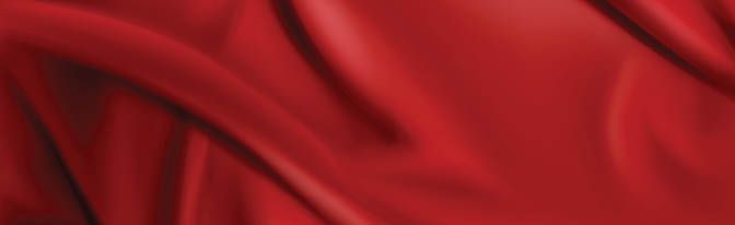 Red silk folded fabric background, luxurious textile decoration backdrop for poster, banner or cover design  Scarlet drapery material with soft satin waves, poster, 3d vector realistic illustration