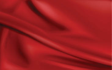 Red silk folded fabric background, luxurious textile decoration backdrop for poster, banner or cover design  Scarlet drapery material with soft satin waves, poster, 3d vector realistic illustration