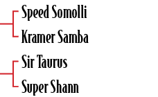 Speed Somolli Kramer Samba Sir Taurus Super Shann