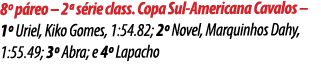 8º p reo – 2ª s rie class. Copa Sul Americana Cavalos – 1º Uriel, Kiko Gomes, 1:54.82; 2º Novel, Marquinhos Dahy, 1:5...