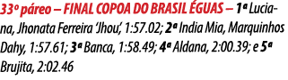 33º p reo – FINAL COPOA DO BRASIL GUAS – 1ª Luciana, Jhonata Ferreira ‘Jhou’, 1:57.02; 2ª India Mia, Marquinhos Dahy...