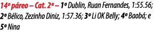 14º p reo – Cat. 2ª – 1º Dublin, Ruan Fernandes, 1:55.56; 2º B lico, Zezinho Diniz, 1:57.36; 3º Li OK Belly; 4º Baob ...