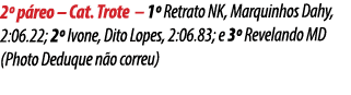 2º p reo – Cat. Trote – 1º Retrato NK, Marquinhos Dahy, 2:06.22; 2º Ivone, Dito Lopes, 2:06.83; e 3º Revelando MD (Ph...